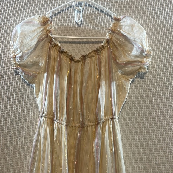 💚Nautilus Croatian summer/Easter high low maxi dress glitter red gold sz m/L - Picture 4 of 7